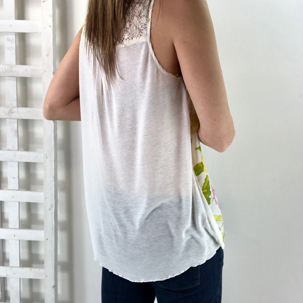 🔥Anthro Tiny Silk Blend Top tank Sz XS floral lac - Picture 4 of 8